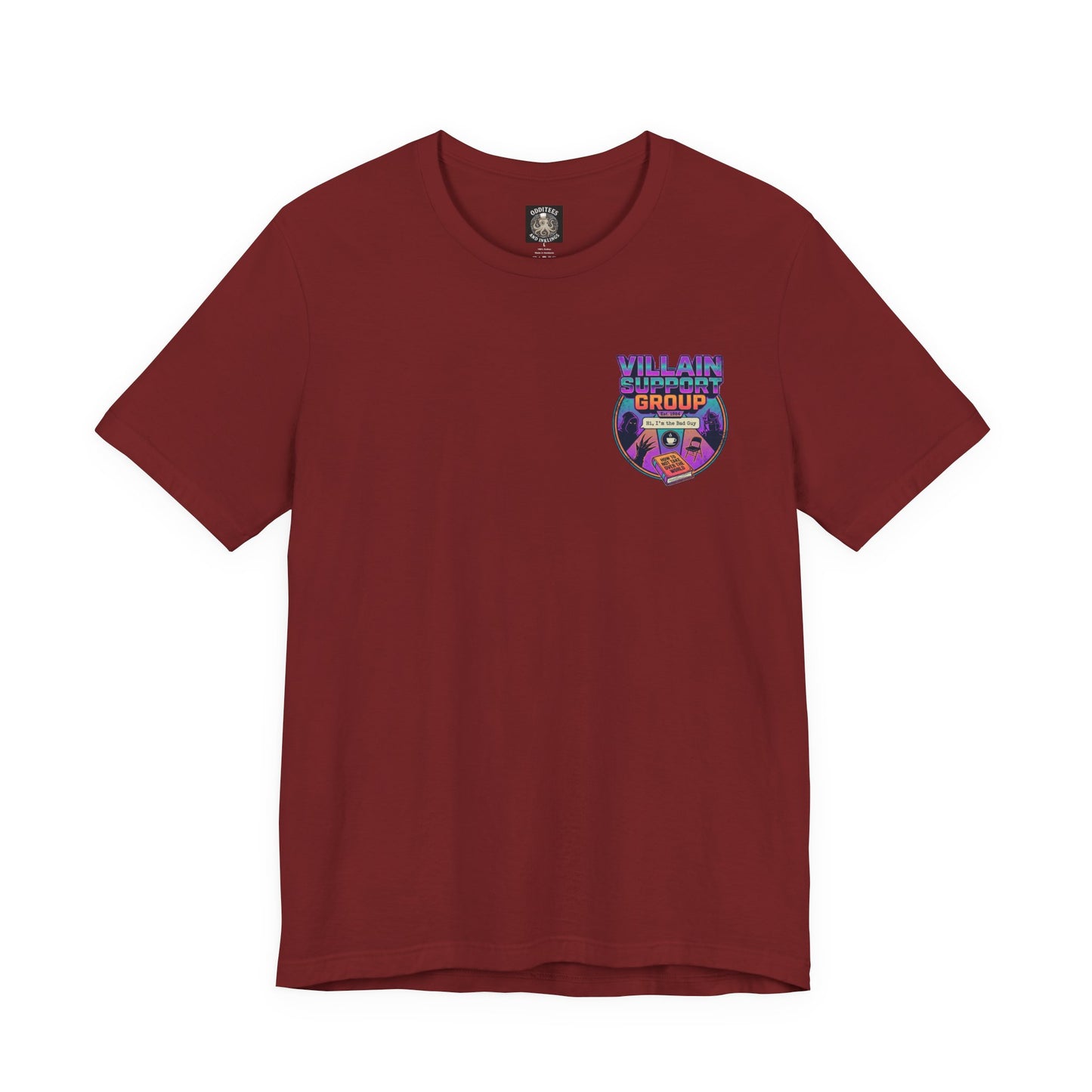 Villain Support Group T-Shirt — Funny Retro Supervillain Meetup Tee