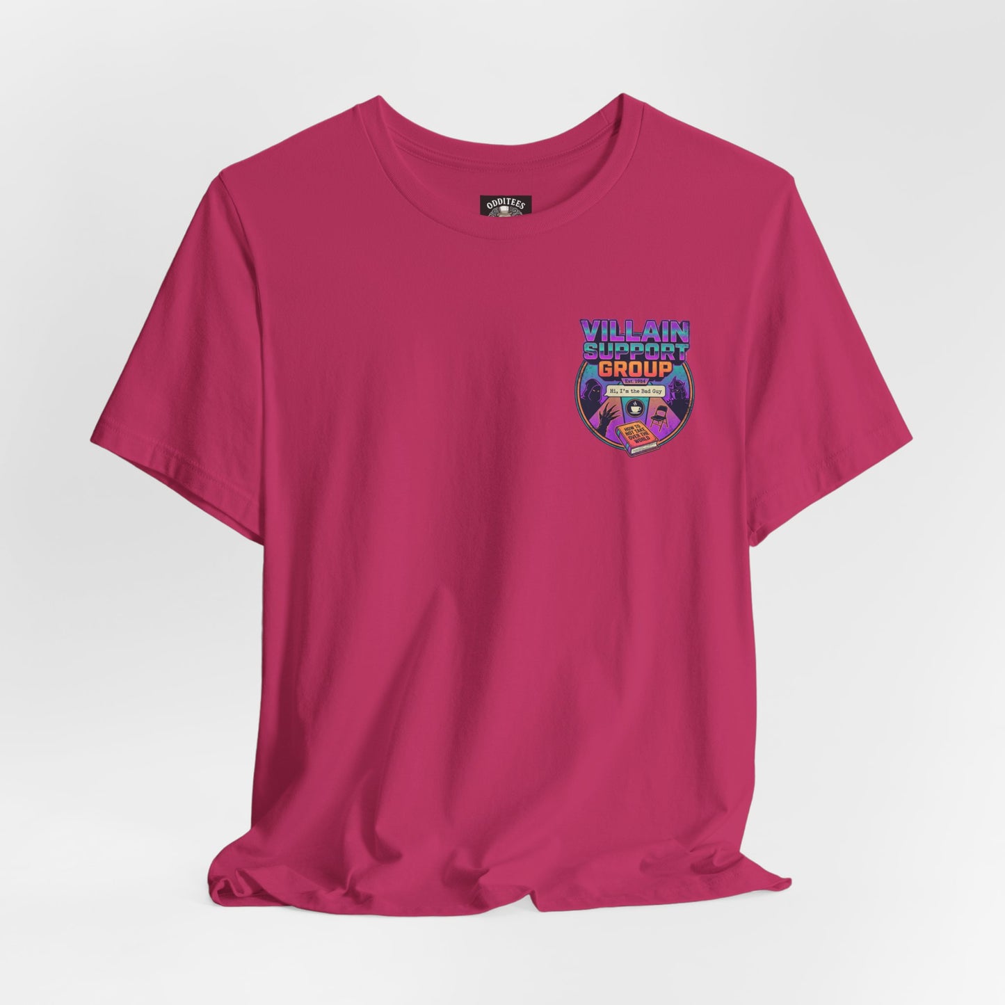 Villain Support Group T-Shirt — Funny Retro Supervillain Meetup Tee