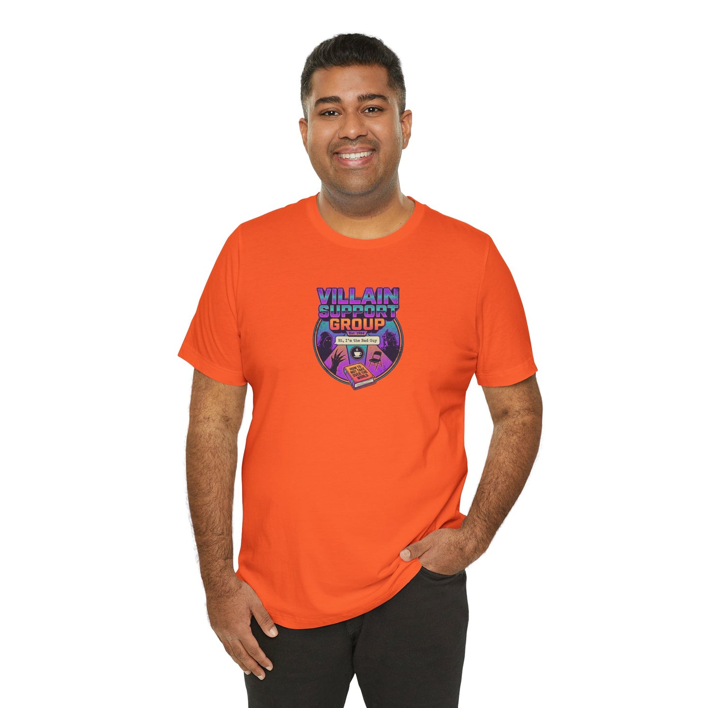 Villain Support Group T-Shirt — Funny Retro Supervillain Club Tee