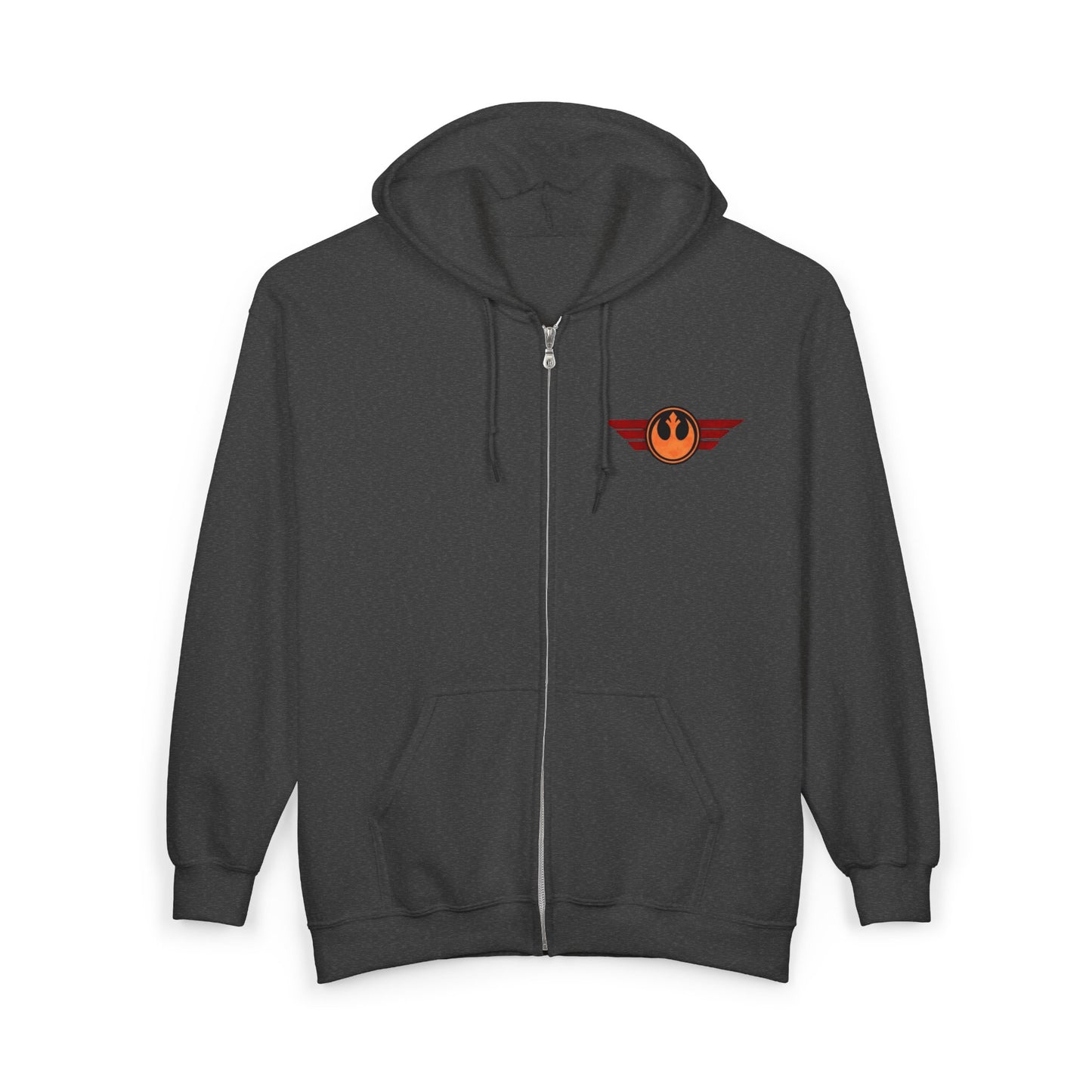 Rebel Wings Zip Hoodie — Vintage Pilot Emblem Full‑Zip Hoodie
