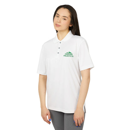 Cascade Projects Co. Embroidered Performance Polo — White Workwear Shirt