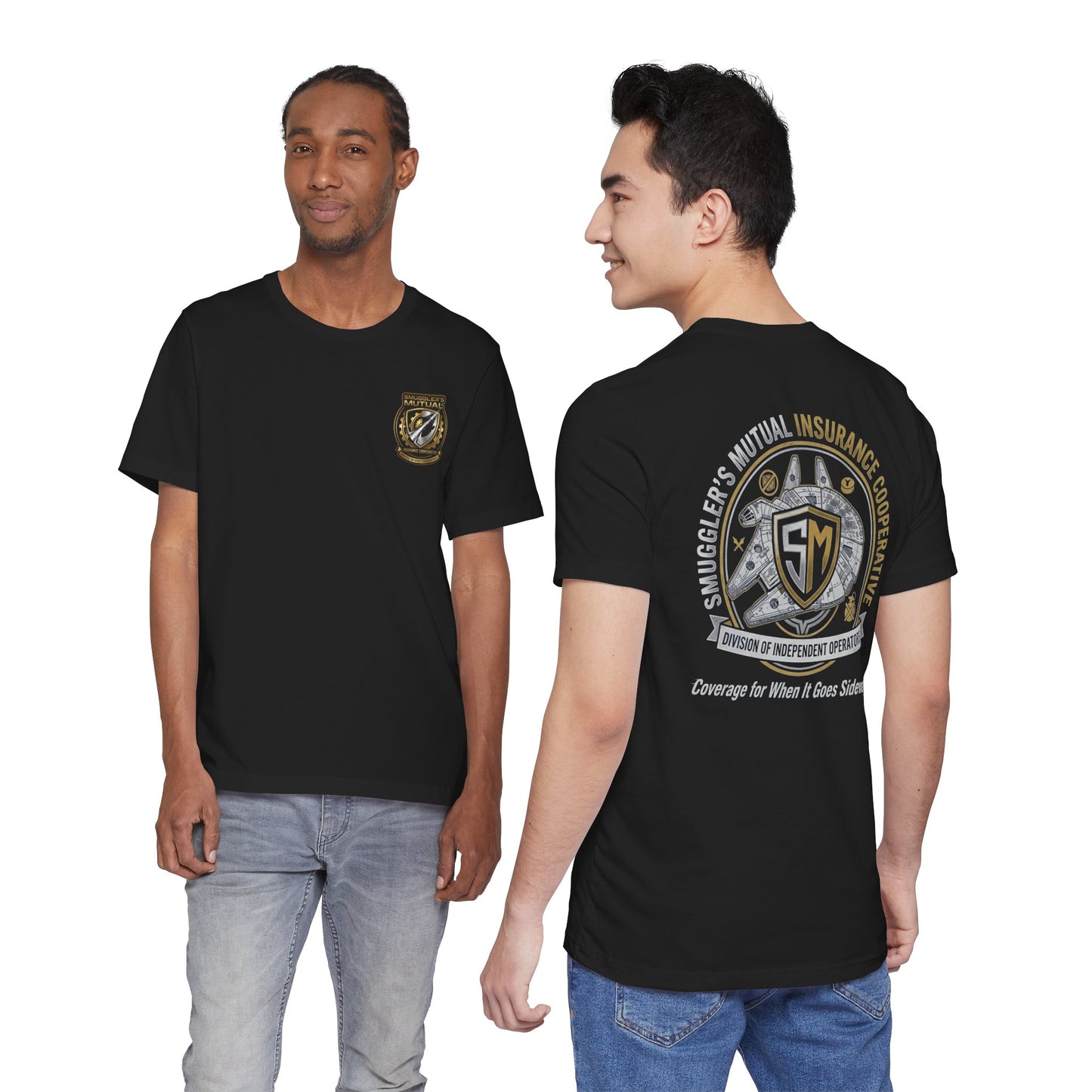 Smuggler's Mutual Insurance Cooperative Graphic Tee — "Coverage for When It Goes Sideways"