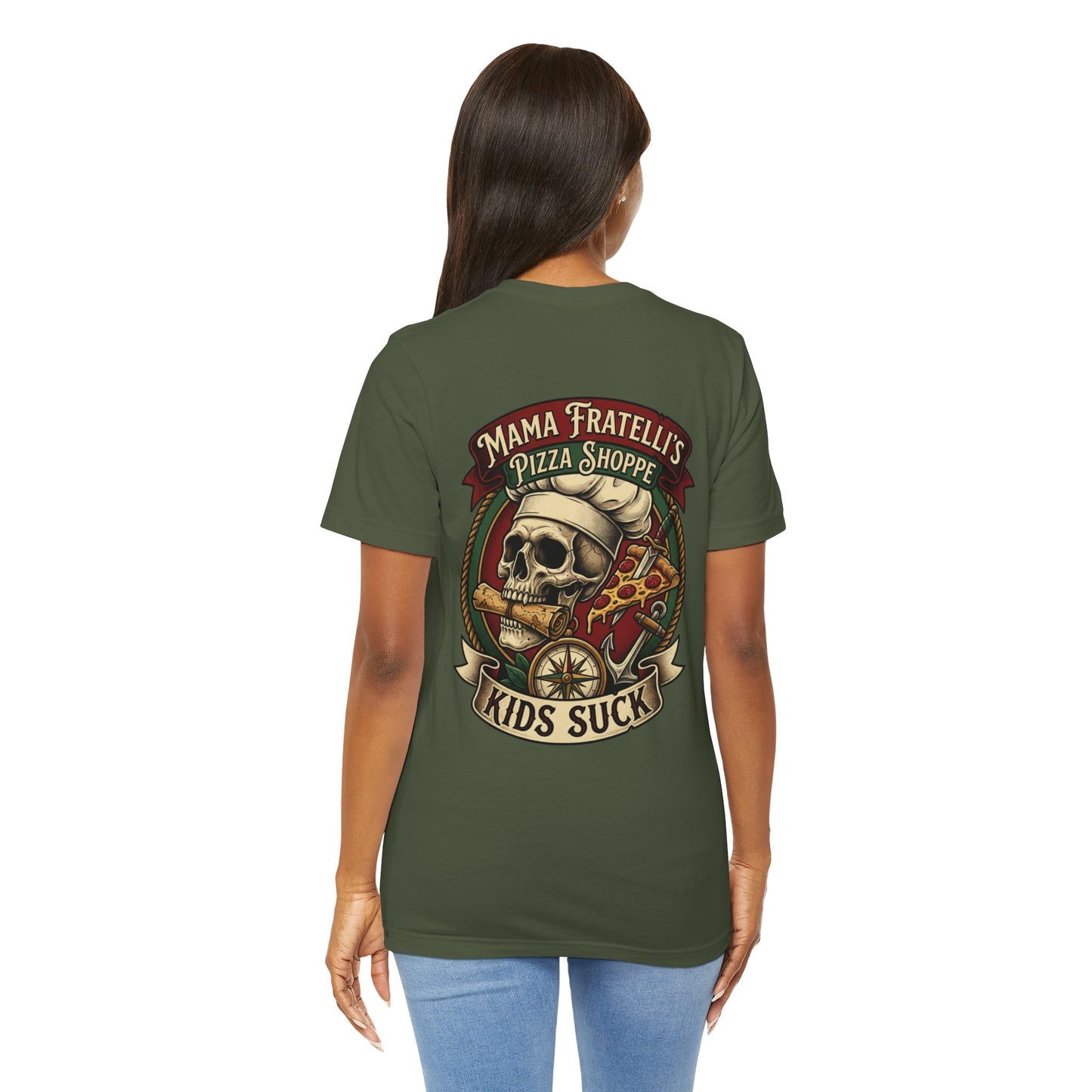 Mama Fratelli's Pizza Shoppe "By The Slice Graphic Tee" - 80's Movie Fandom T-Shirt