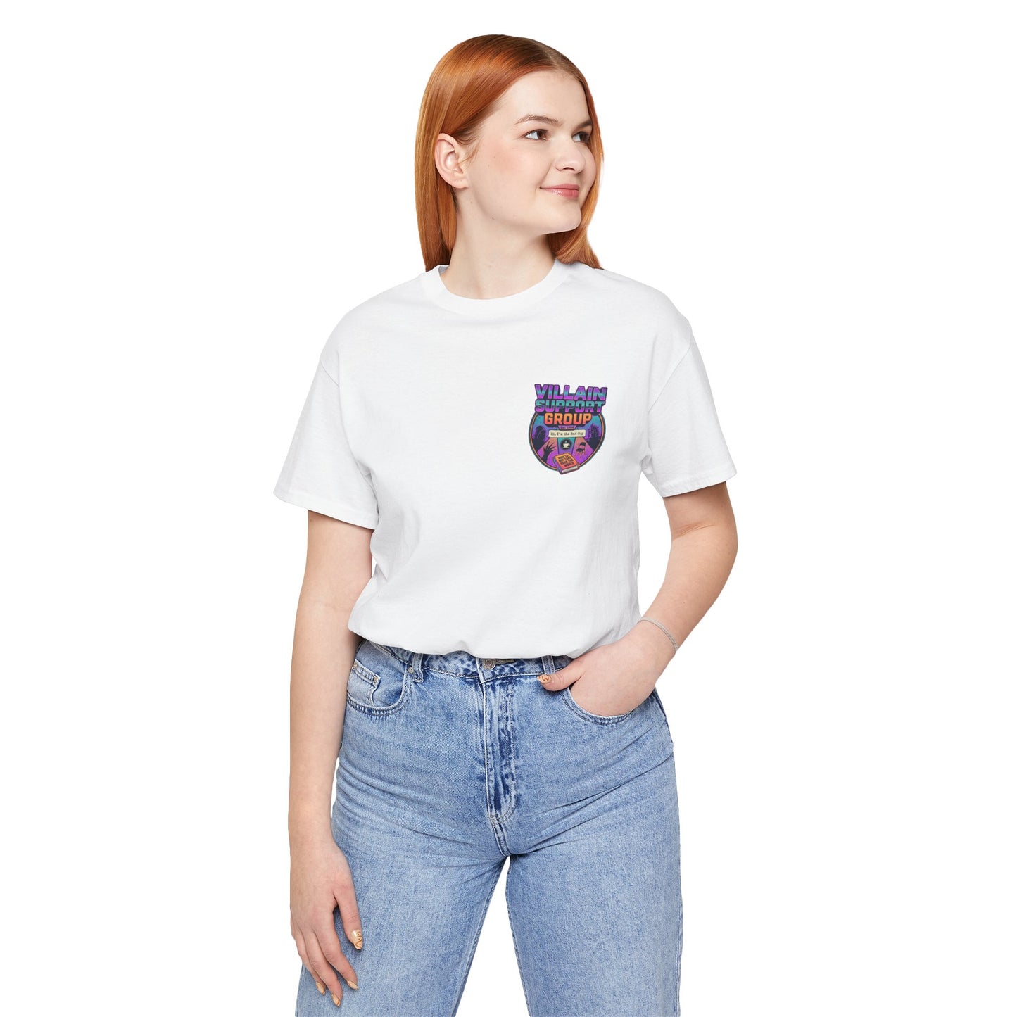 Villain Support Group Tee — Funny Supervillain Graphic T-Shirt