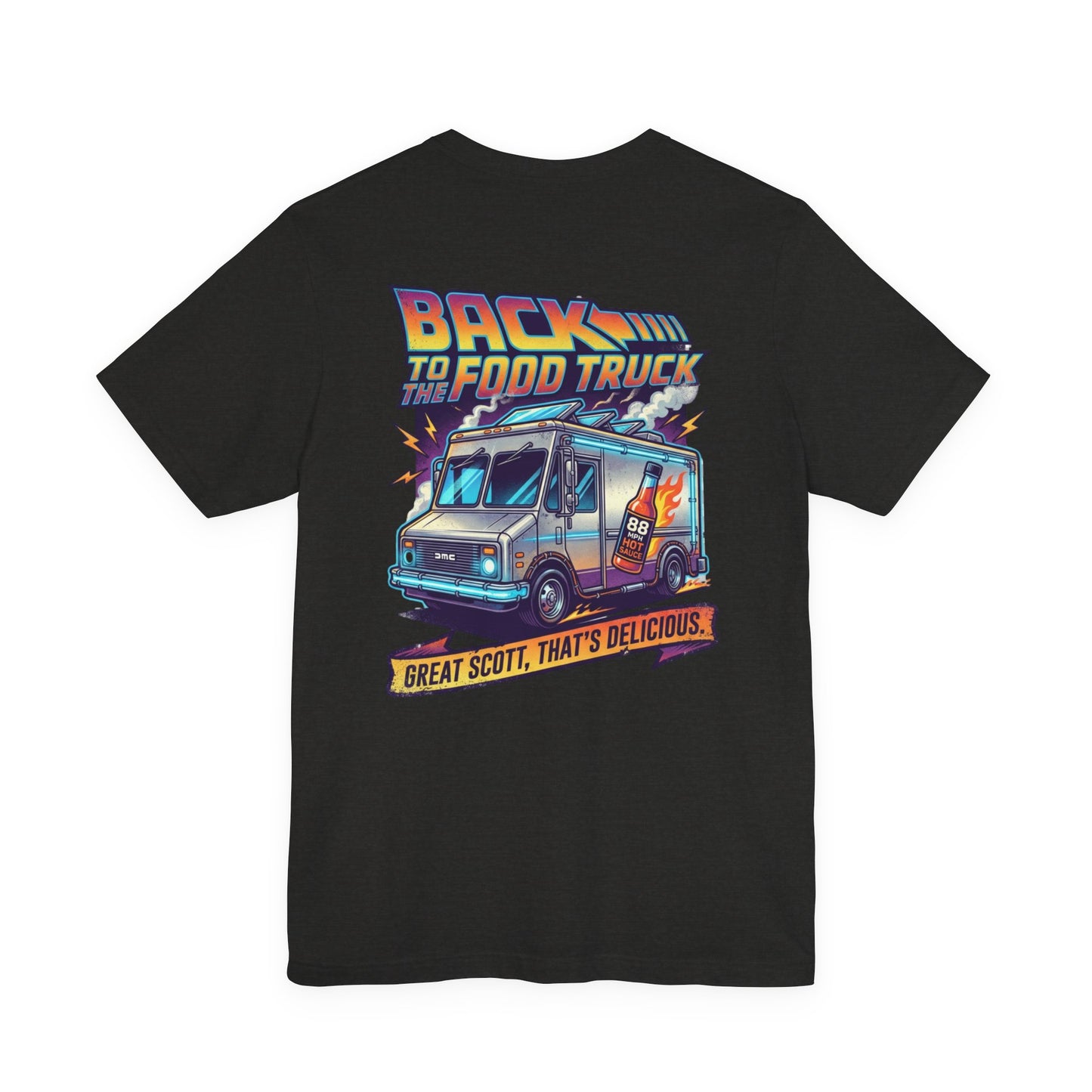 Back to the Food Truck Future Tee — 88mph Hot Sauce 80's Food Truck Graphic T-Shirt