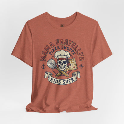 Kids Suck Pizza Tee — Mama Fratelli’s Pizza Shoppe Skull Graphic T-Shirt