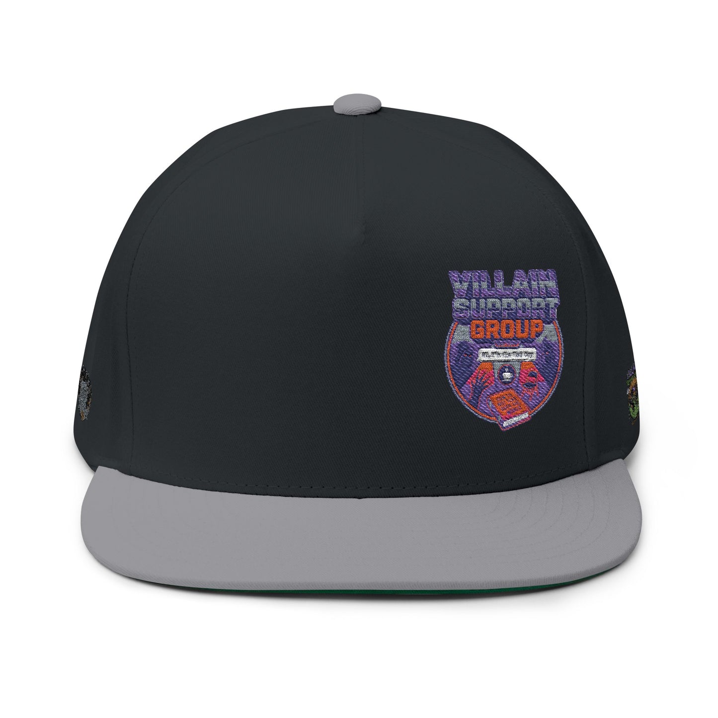 Villain Support Group - Flat Bill Snapback Cap — Embroidered Vintage Badged