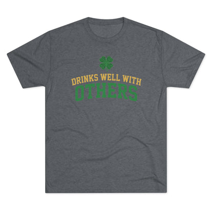 St. Patrick's Day 'Drinks Well With Others' Crew Tee — Shamrock Pub Party Shirt OddInk Seasonal Designs