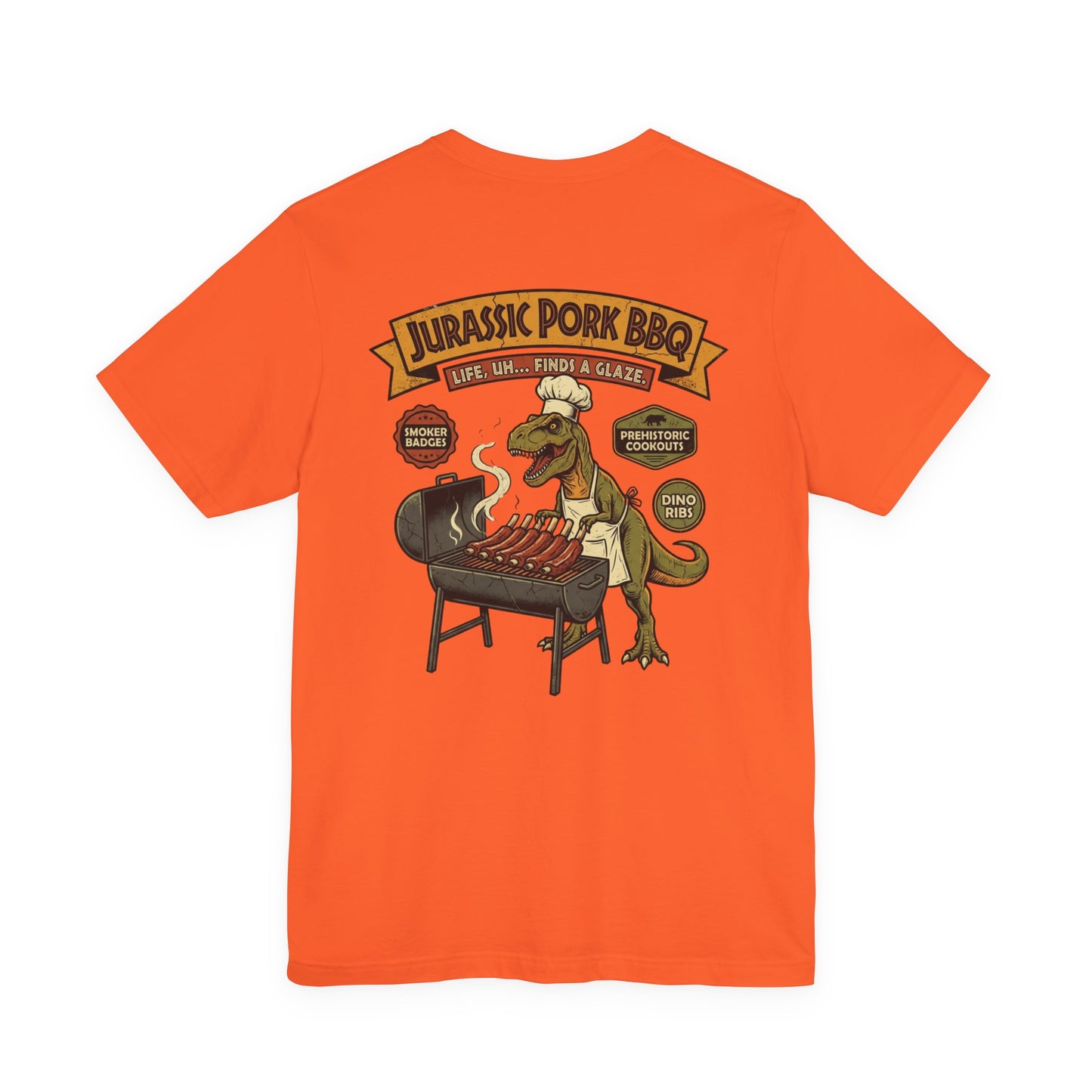 Jurassic Pork BBQ T-Shirt — Funny Dino Grilling Tee ("Jurassic Pork BBQ")