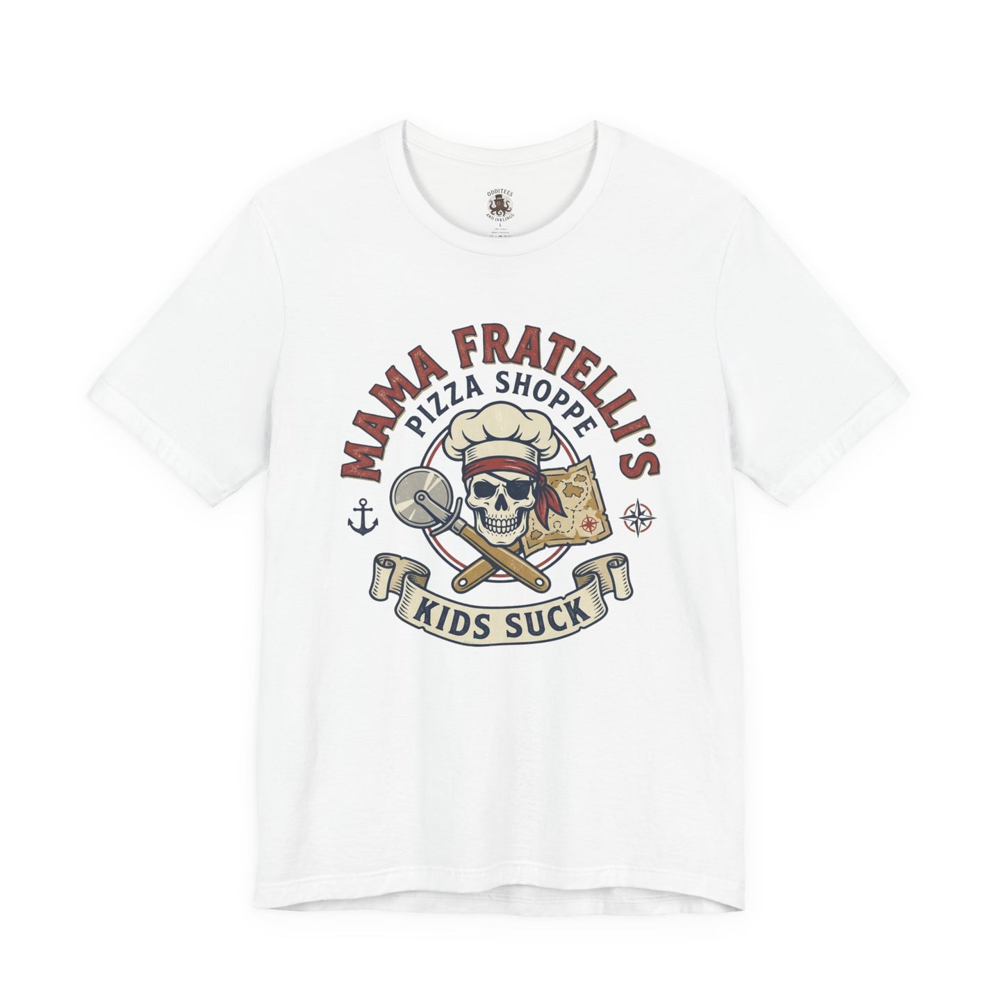 Kids Suck Pizza Tee — Mama Fratelli’s Pizza Shoppe Skull Graphic T-Shirt