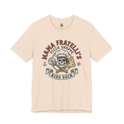 Kids Suck Pizza Tee — Mama Fratelli’s Pizza Shoppe Skull Graphic T-Shirt