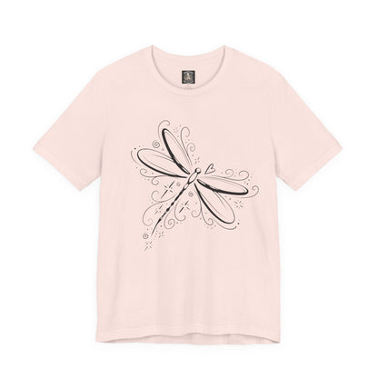 Dragonfly Line Art T-Shirt — Elegant Minimal Nature Tee