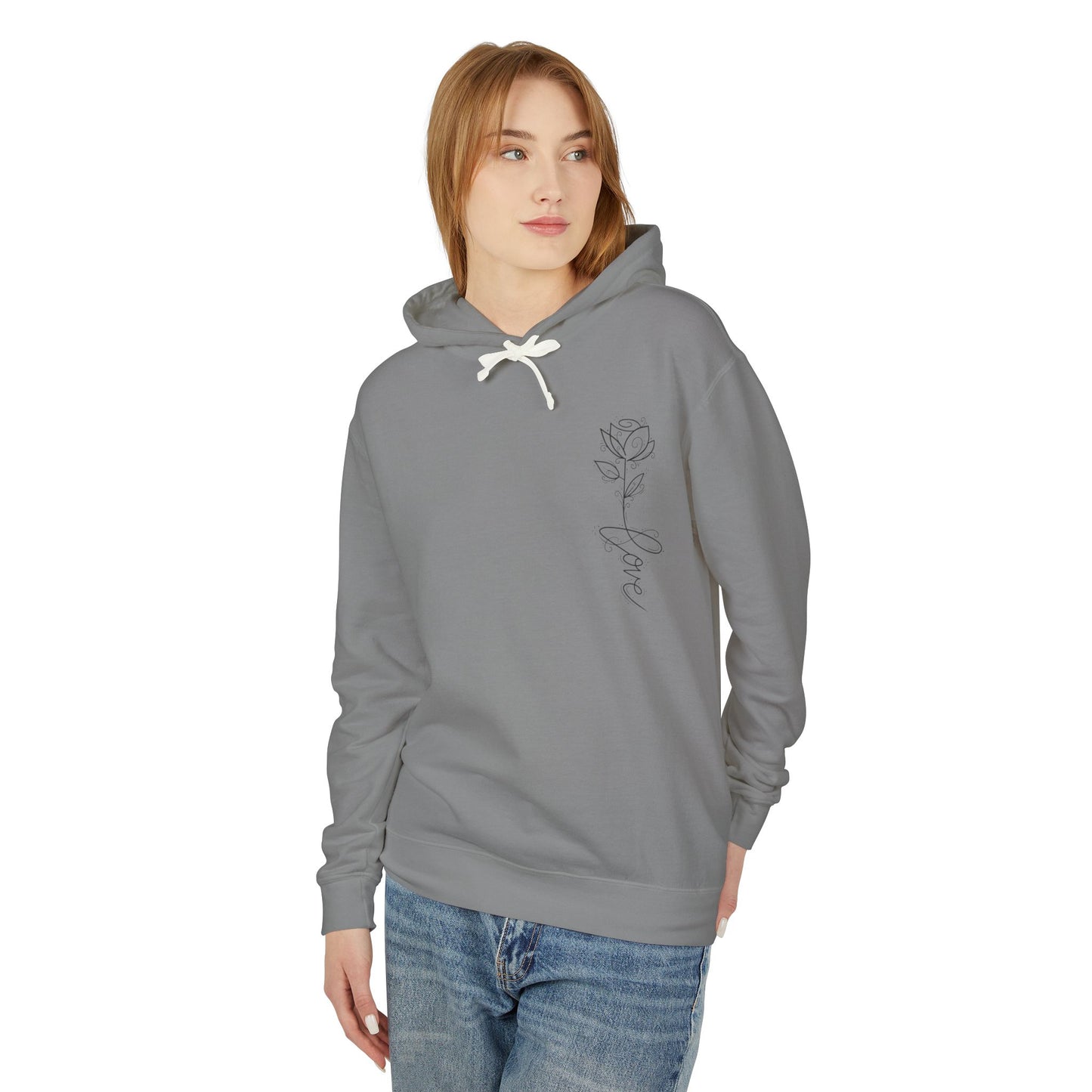 Love Floral Hoodie — Minimal Line Rose Hooded Sweatshirt
