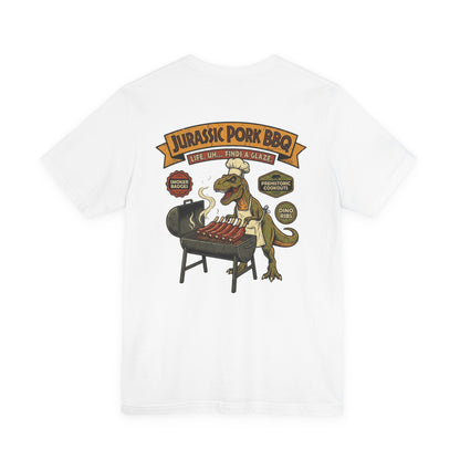 Jurassic Pork BBQ T-Shirt — Funny Dino Grilling Tee ("Jurassic Pork BBQ")
