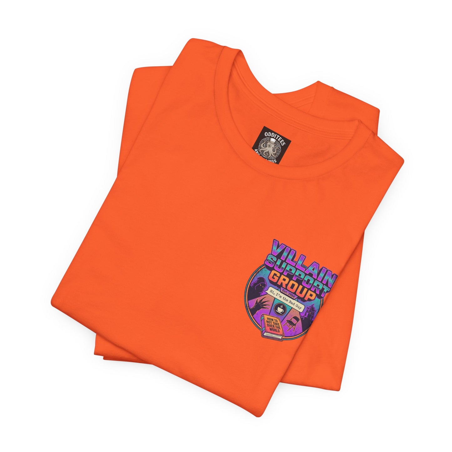 Villain Support Group T-Shirt — Funny Retro Supervillain Meetup Tee