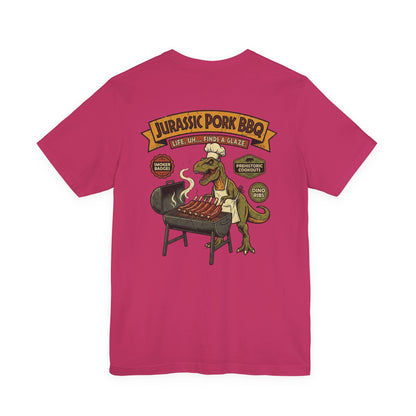 Jurassic Pork BBQ T-Shirt — Funny Dino Grilling Tee ("Jurassic Pork BBQ")