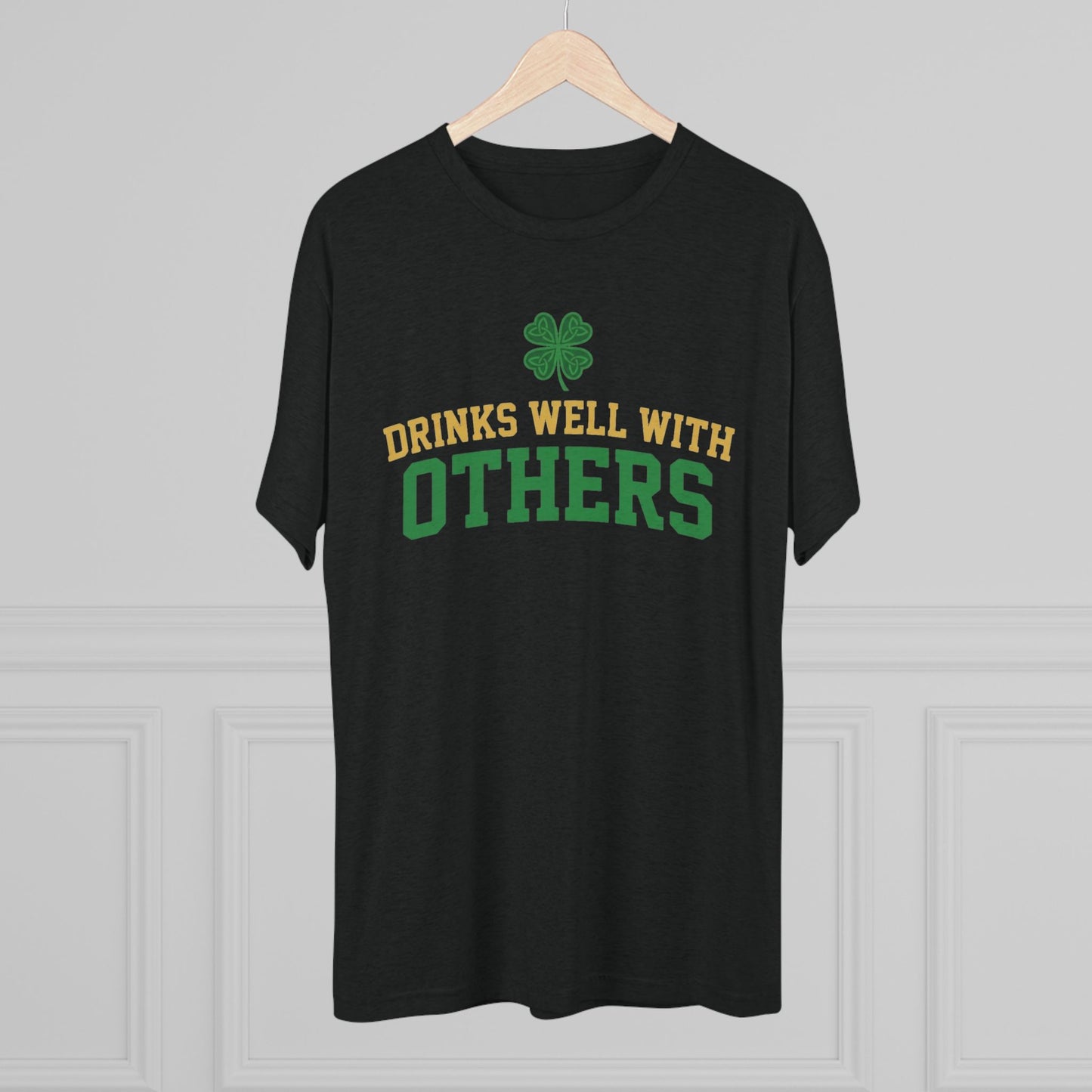 St. Patrick's Day 'Drinks Well With Others' Crew Tee — Shamrock Pub Party Shirt OddInk Seasonal Designs