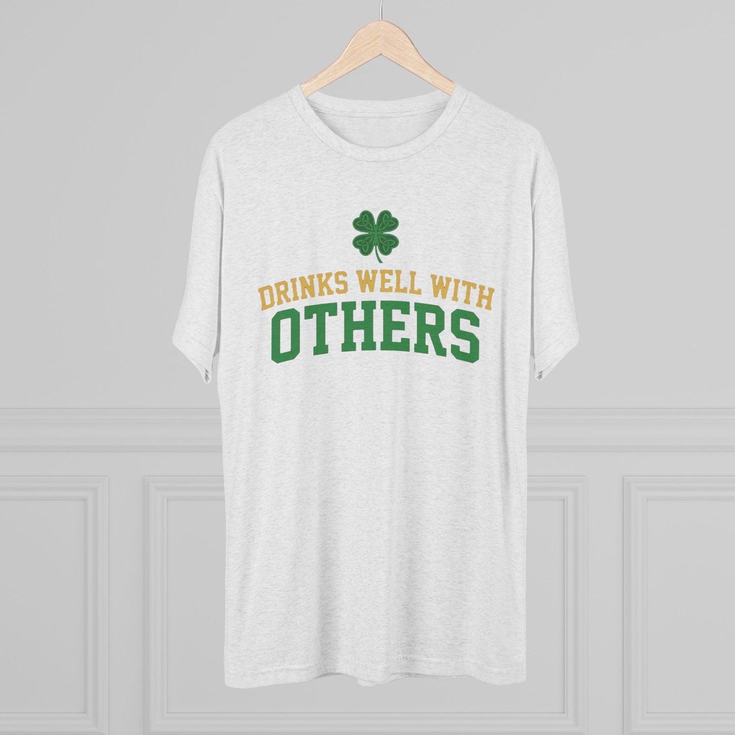 St. Patrick's Day 'Drinks Well With Others' Crew Tee — Shamrock Pub Party Shirt OddInk Seasonal Designs
