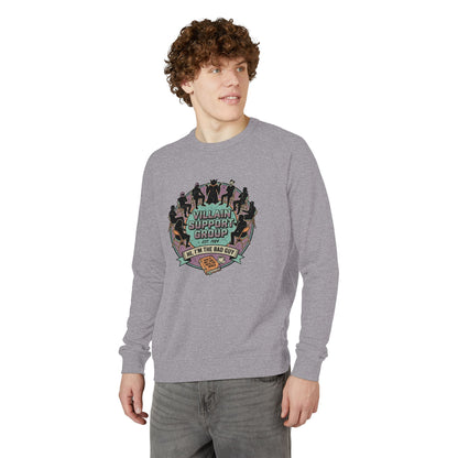 Villain Support Group Crewneck Sweatshirt — Fun Retro Graphic Pullover (We’re the Bad Guys)