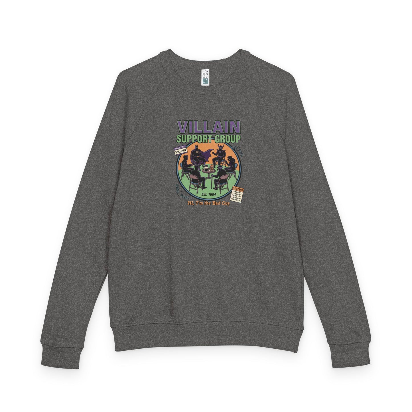 Villain Support Group Crewneck Sweatshirt – Retro Horror Comic Graphic