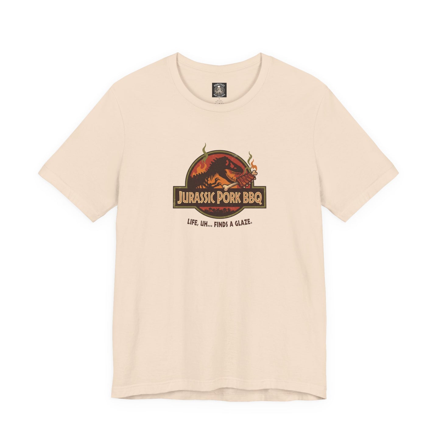Jurassic Pork BBQ T-Shirt — Funny Dino Grilling Tee ("Jurassic Pork BBQ")